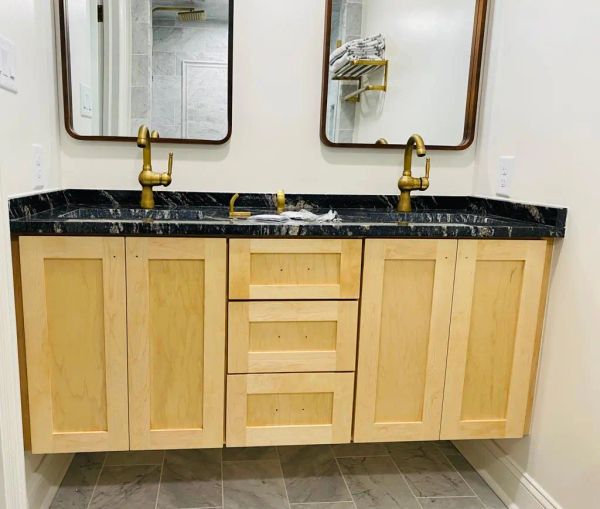 White Bathroom sink with marble countertop